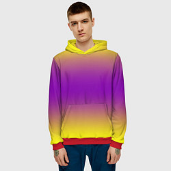 Толстовка-худи мужская Градиент текстура абстракция, цвет: 3D-красный — фото 2