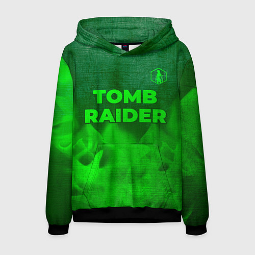 Мужская толстовка Tomb Raider - green gradient посередине / 3D-Черный – фото 1