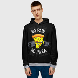 Толстовка-худи мужская No pain - no pizza, цвет: 3D-меланж — фото 2