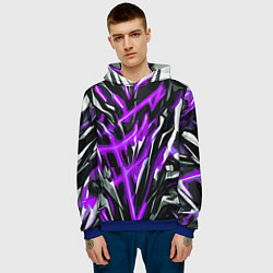 Толстовка-худи мужская Фиолетовая энергетическая абстракция, цвет: 3D-синий — фото 2