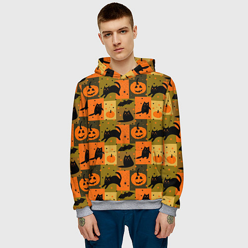 Мужская толстовка Хэллоуин мозаика / 3D-Меланж – фото 3