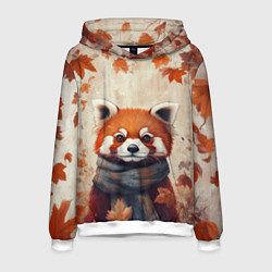 Толстовка-худи мужская Осенняя красная панда, цвет: 3D-белый