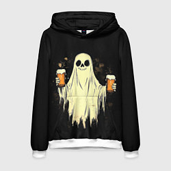 Толстовка-худи мужская Приведение с пивом, цвет: 3D-белый