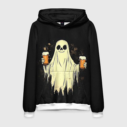 Мужская толстовка Приведение с пивом / 3D-Белый – фото 1