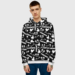 Толстовка-худи мужская Fortnite black pattern, цвет: 3D-белый — фото 2