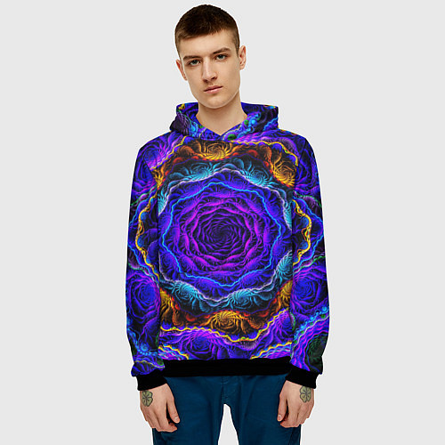 Мужская толстовка Неоновая психоделика / 3D-Черный – фото 3