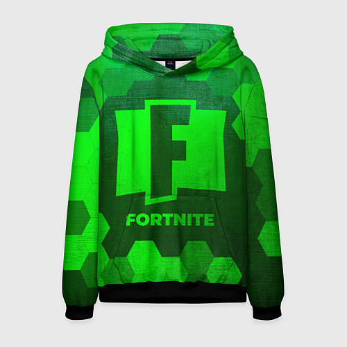 Мужская толстовка Fortnite - green gradient / 3D-Черный – фото 1