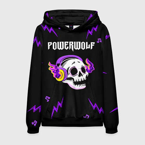 Мужская толстовка Powerwolf неоновый череп / 3D-Черный – фото 1