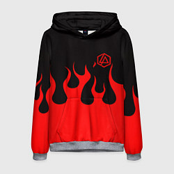 Толстовка-худи мужская Linkin park logo fire, цвет: 3D-меланж