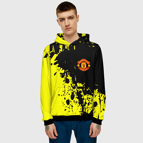 Мужская толстовка Манчестер Юнайтед краски / 3D-Черный – фото 3