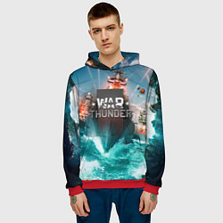 Толстовка-худи мужская Wartunder корабль авианосец, цвет: 3D-красный — фото 2