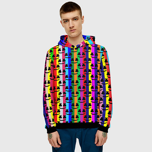 Мужская толстовка Marshmello радуга / 3D-Черный – фото 3