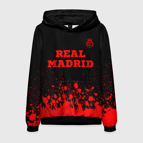 Мужская толстовка Real Madrid - red gradient посередине / 3D-Черный – фото 1