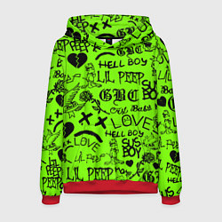 Толстовка-худи мужская Lil Peep кислотный паттерн, цвет: 3D-красный