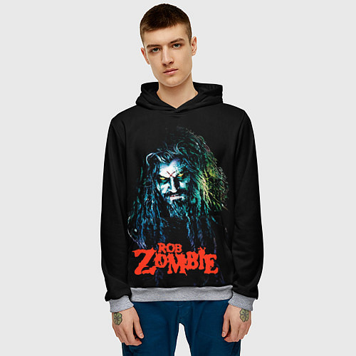 Мужская толстовка Rob zombie portrait / 3D-Меланж – фото 3