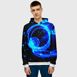 Толстовка-худи мужская Оптические синие волны, цвет: 3D-белый — фото 2