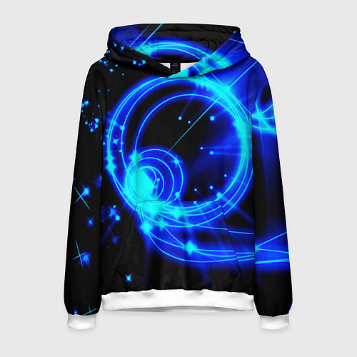 Мужская толстовка Оптические синие волны / 3D-Белый – фото 1