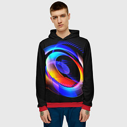 Толстовка-худи мужская Оптические иллюзии волны, цвет: 3D-красный — фото 2