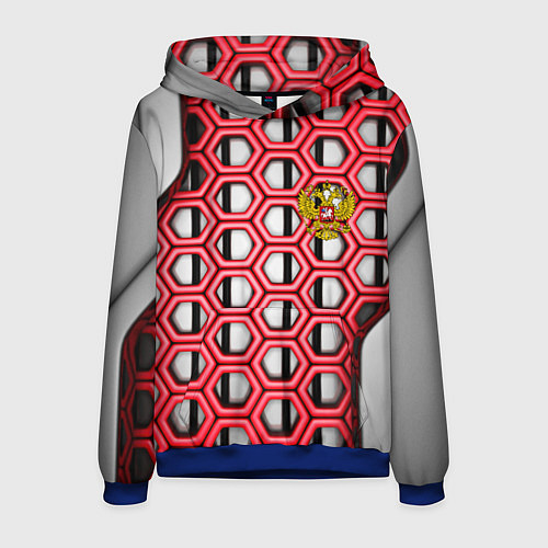 Мужская толстовка Россия герб сетка метала / 3D-Синий – фото 1