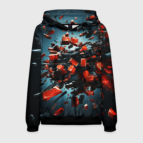 Мужская толстовка Геометрический взрыв пластин / 3D-Черный – фото 1