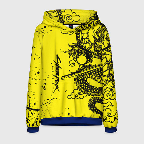 Мужская толстовка Syberpunk dragon tatoo / 3D-Синий – фото 1