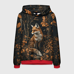 Толстовка-худи мужская Лис в осенней чаще, цвет: 3D-красный