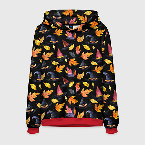 Мужская толстовка Ведьмина шляпа - паттерн / 3D-Красный – фото 1