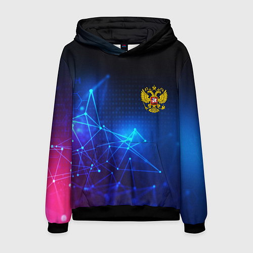 Мужская толстовка Герб РФ абстракция текстура / 3D-Черный – фото 1