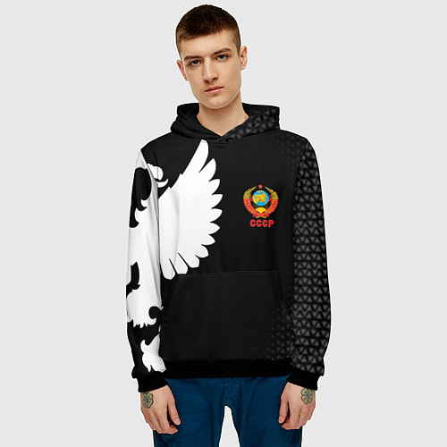 Мужская толстовка СССР паттерн орёл / 3D-Черный – фото 3