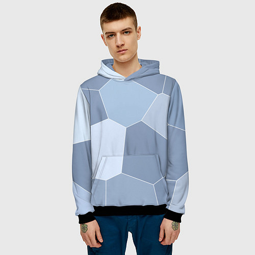 Мужская толстовка Стальной голубой крупная мозаика / 3D-Черный – фото 3