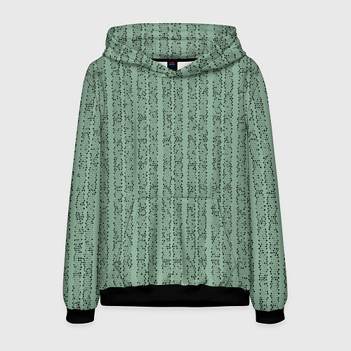 Мужская толстовка Холодный зелёный полосы с мелкими крапинками / 3D-Черный – фото 1