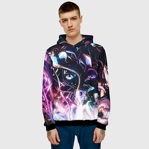 Мужская толстовка Фрактальный узор текстура / 3D-Черный – фото 3