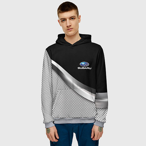 Мужская толстовка Subaru metal steel / 3D-Меланж – фото 3
