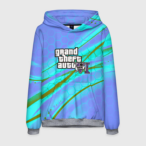 Мужская толстовка GTA 6 неоновые соты геометрия / 3D-Меланж – фото 1