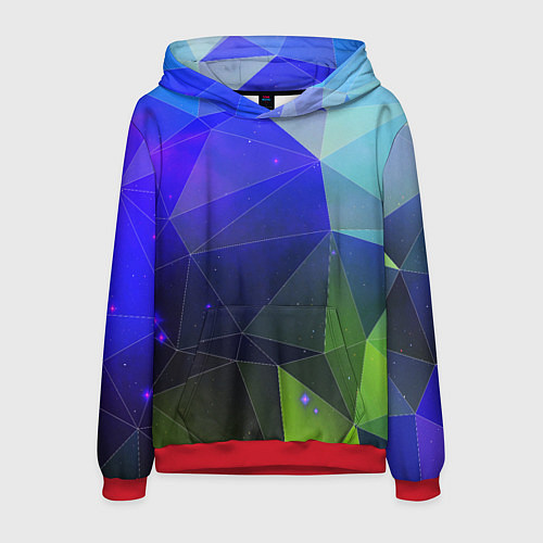 Мужская толстовка Неоновые треугольники геометрия / 3D-Красный – фото 1