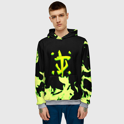 Мужская толстовка Doom кислотное лого огонь / 3D-Меланж – фото 3