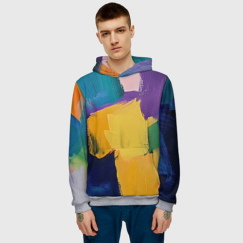 Мужская толстовка Мазки красок / 3D-Меланж – фото 3