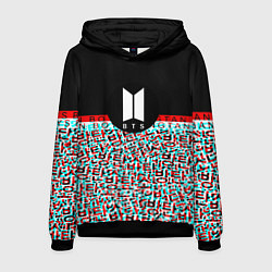 Толстовка-худи мужская BTS glitch, цвет: 3D-черный