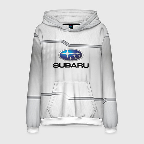 Мужская толстовка Subaru auto steel metal / 3D-Белый – фото 1