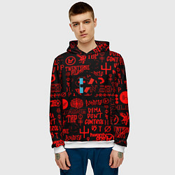 Толстовка-худи мужская Twenty one pilots pattern rock steel, цвет: 3D-белый — фото 2