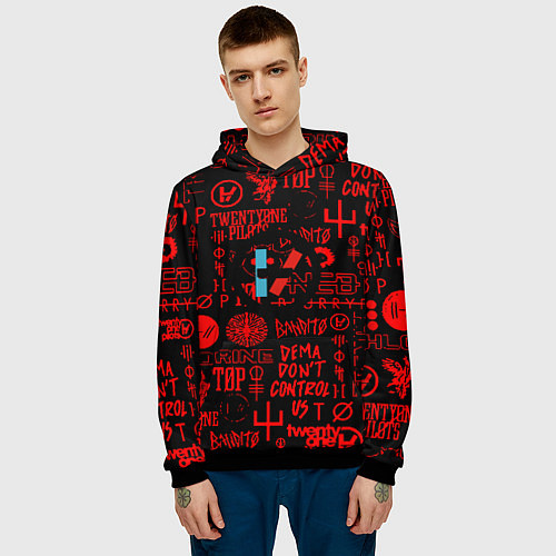 Мужская толстовка Twenty one pilots pattern rock steel / 3D-Черный – фото 3