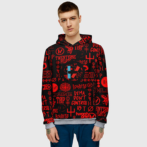 Мужская толстовка Twenty one pilots pattern rock steel / 3D-Меланж – фото 3