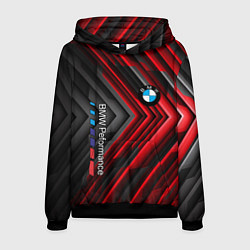 Толстовка-худи мужская BMW geometry stripes red, цвет: 3D-черный