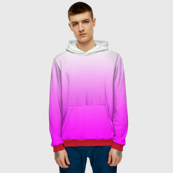 Толстовка-худи мужская Gradient color pink, цвет: 3D-красный — фото 2