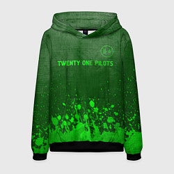 Толстовка-худи мужская Twenty One Pilots - green gradient посередине, цвет: 3D-черный