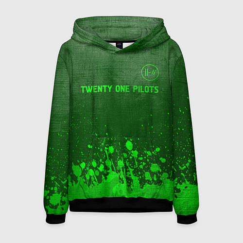 Мужская толстовка Twenty One Pilots - green gradient посередине / 3D-Черный – фото 1