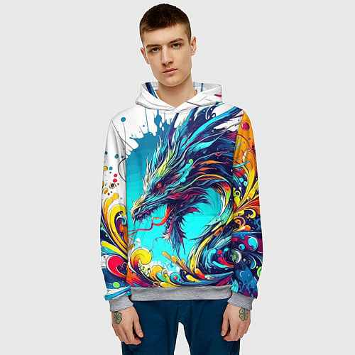 Мужская толстовка Japanese dragon - tattoo irezumi / 3D-Меланж – фото 3
