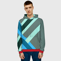 Толстовка-худи мужская Геометрия из полос, цвет: 3D-красный — фото 2