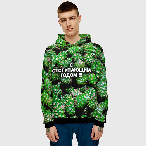Мужская толстовка Гора зеленых шишек: с отступающим годом / 3D-Черный – фото 3
