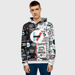 Толстовка-худи мужская Twenty one pilots glitch pattern, цвет: 3D-белый — фото 2